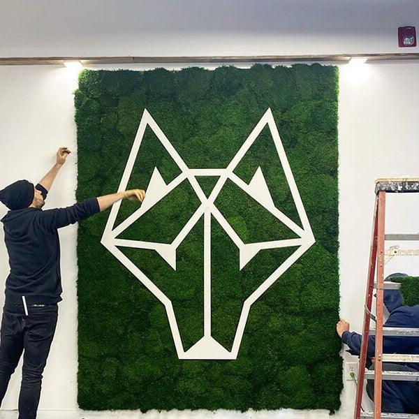 Preserved Logo Wall Garden Art for Wolfpack Fitness in Hoboken, NJ - Naturalist Interiors